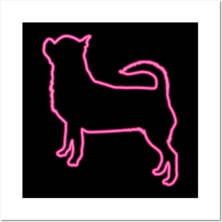 80's Gift 80s Retro Neon Sign Chihuahua Posters and Art